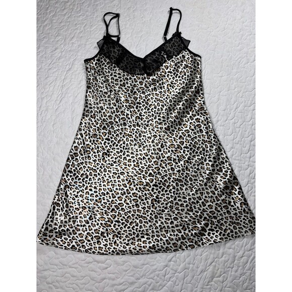 Tesoro leopard animal print lace slip intimates lingerie sleepwear size small - Picture 1 of 7